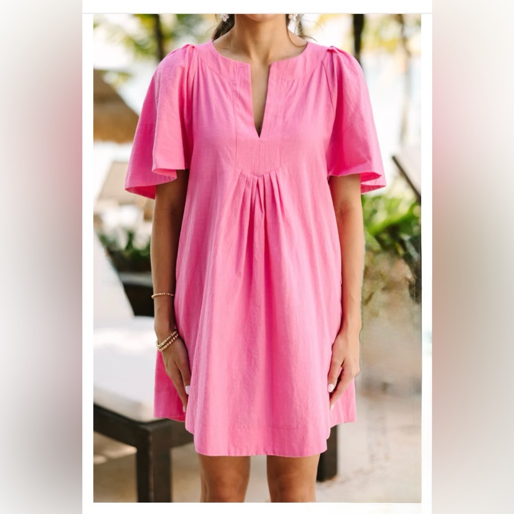Rose Red Cotton Dress Flutter Sleeve Mint Julep Boutique NWT Medium - Picture 4 of 8